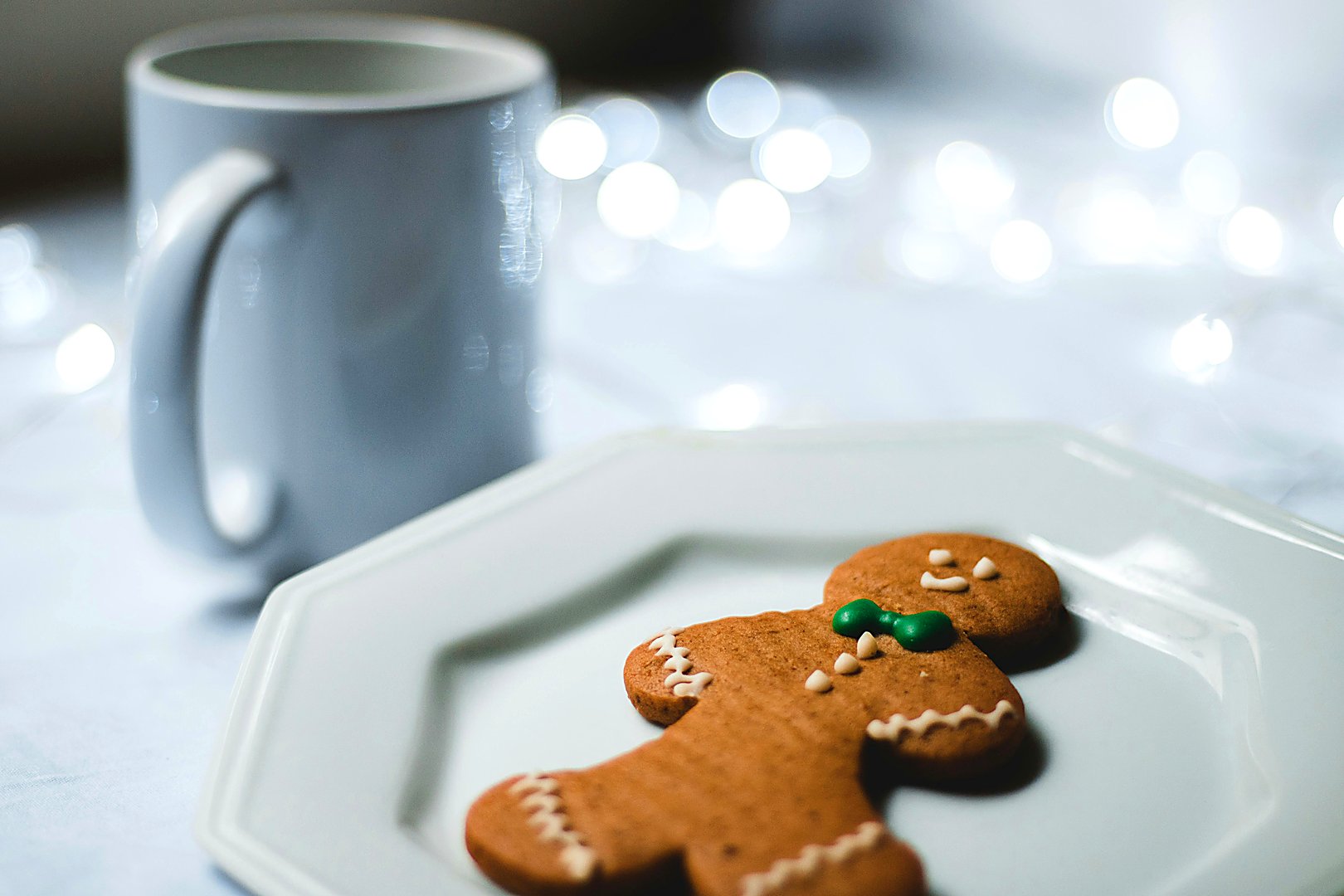 Artisanal gingerbread cookies with intricate icing designs